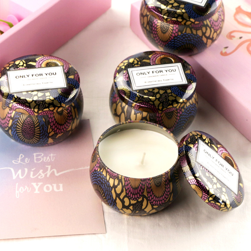 Aromatherapy candle romantic soy wax cup gift Chiyo paper horse tin can fragrance essential oil with hand gift wholesale full figure