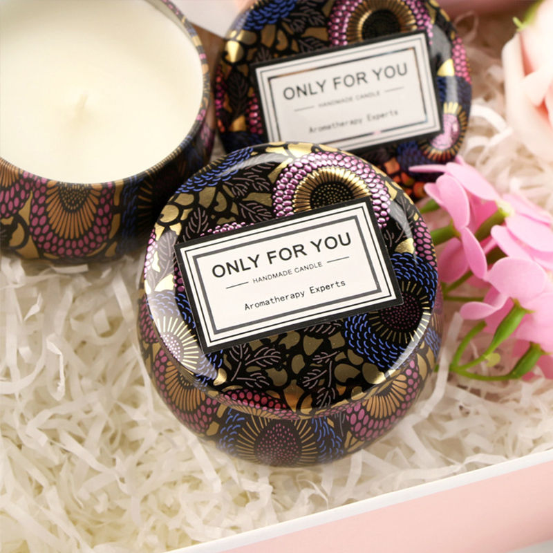 Aromatherapy candle romantic soy wax cup gift Chiyo paper horse tin can fragrance essential oil with hand gift wholesale Specification drawing