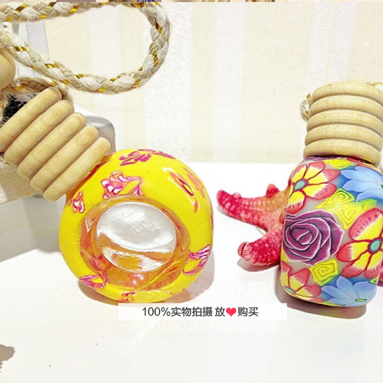 Semi - round clay bottle car perfume car accessories car aromatherapy Specification drawing