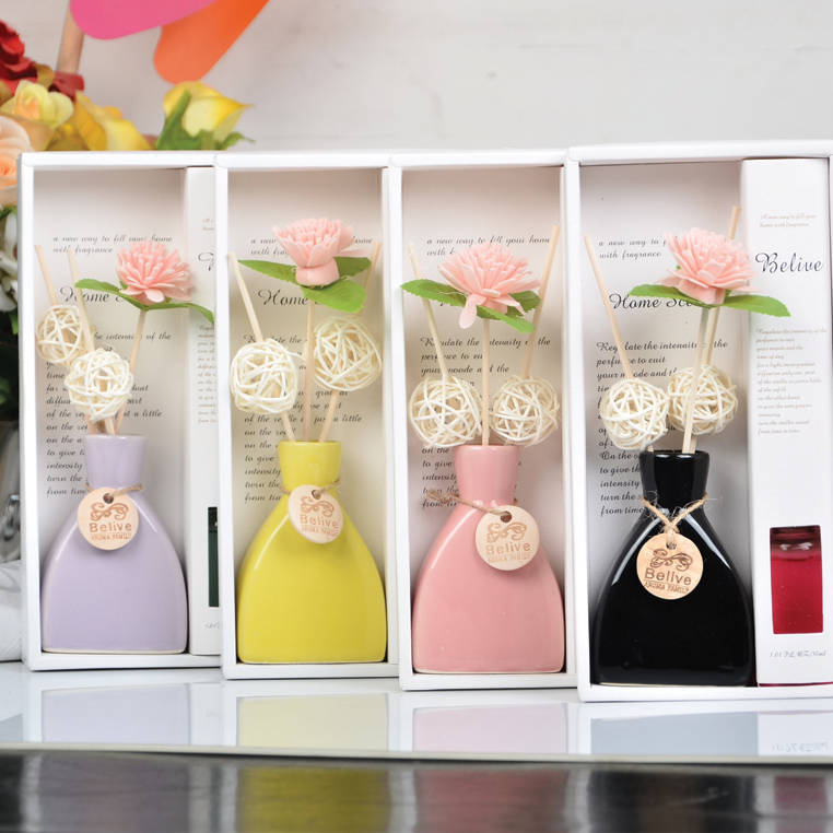 Aromatherapy essential oil set Indoor rattan incense room perfume anyuan sleep flat ceramic bottle details Picture