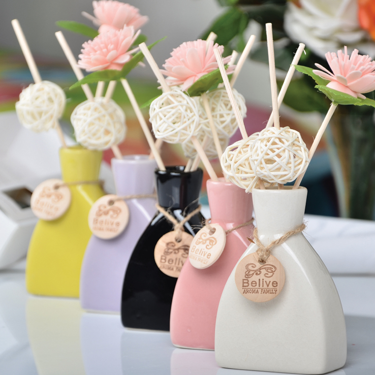 Aromatherapy essential oil set Indoor rattan incense room perfume anyuan sleep flat ceramic bottle Specification drawing