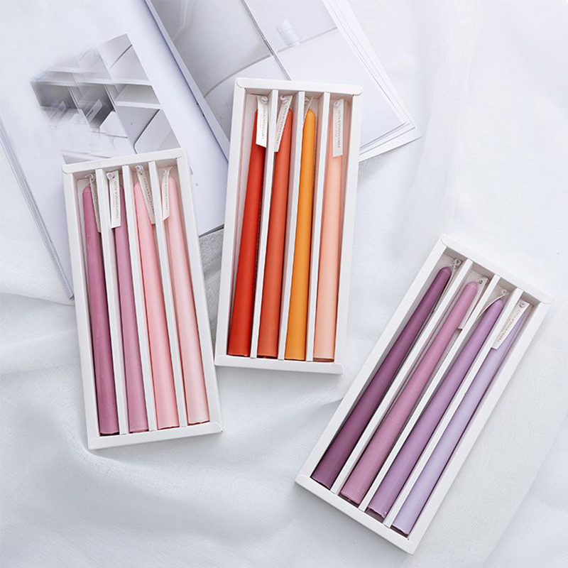 Scented candle 4 sets wedding soybean wax gradient birthday home fragrance decoration old long strip wax wholesale new Specification drawing