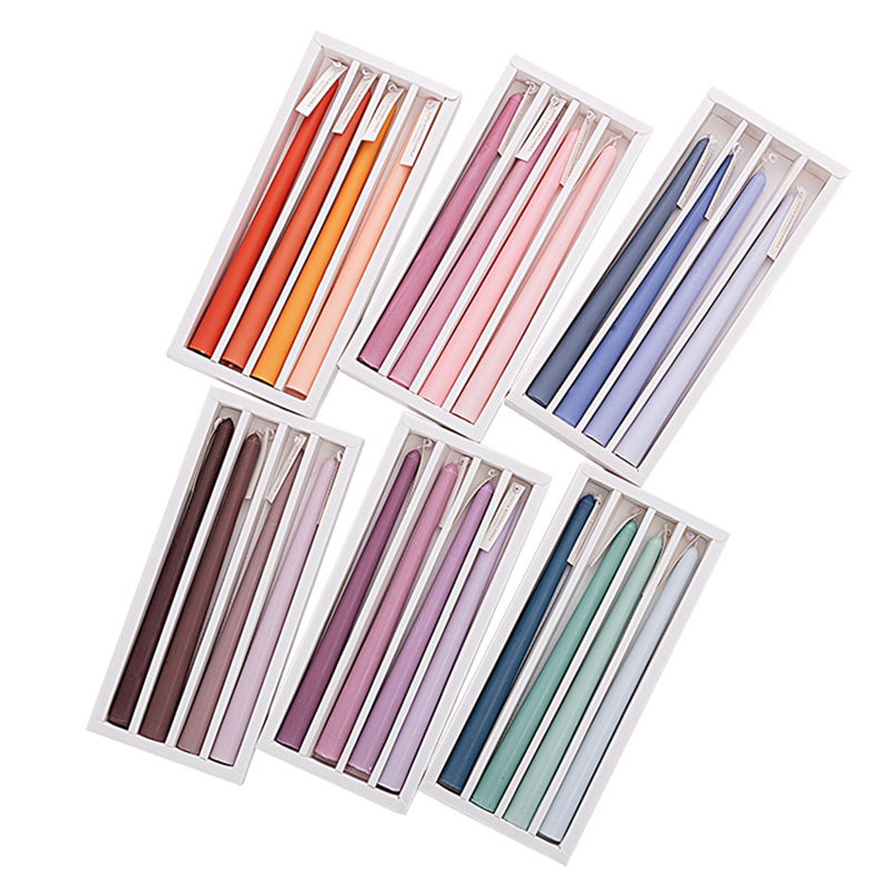 Scented candle 4 sets wedding soybean wax gradient birthday home fragrance decoration old long strip wax wholesale new full figure