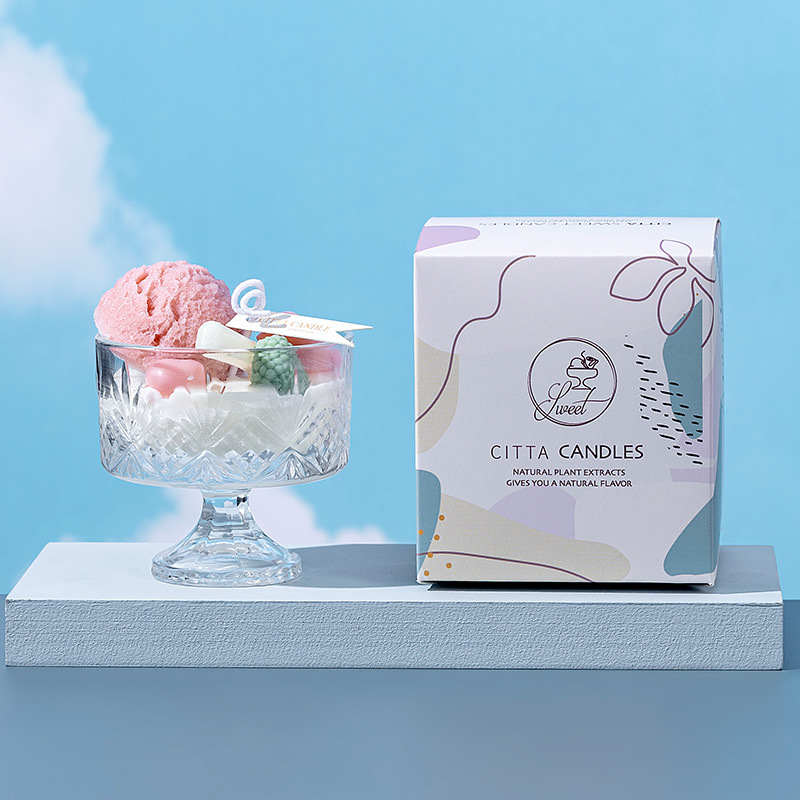 Creative carved ice cream Aromatherapy candle glass high-end holiday fragrance resistant to high temperature with hand gift wholesale details Picture
