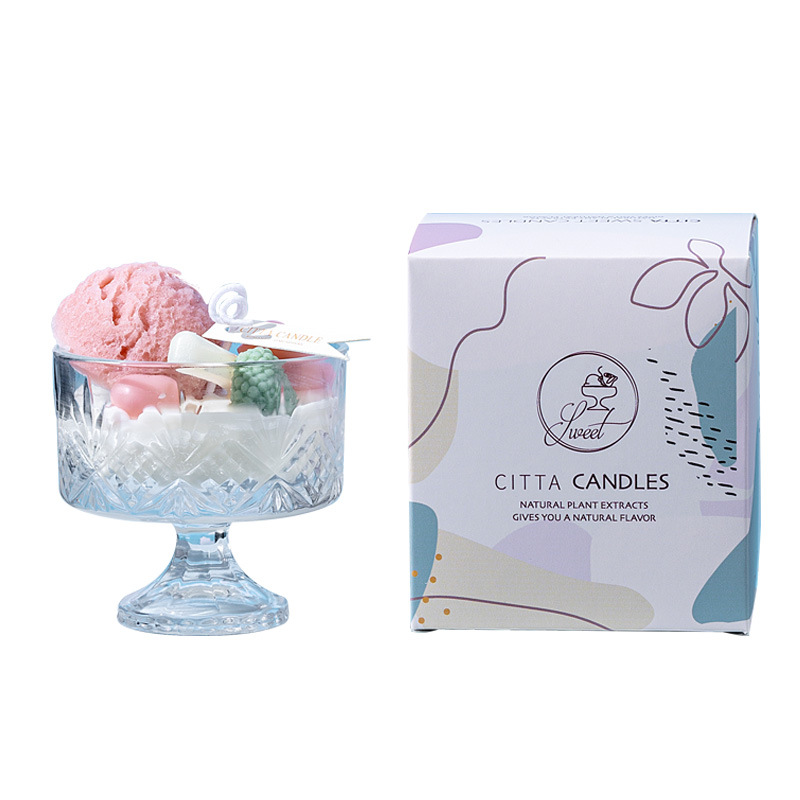 Creative carved ice cream Aromatherapy candle glass high-end holiday fragrance resistant to high temperature with hand gift wholesale Item Picture