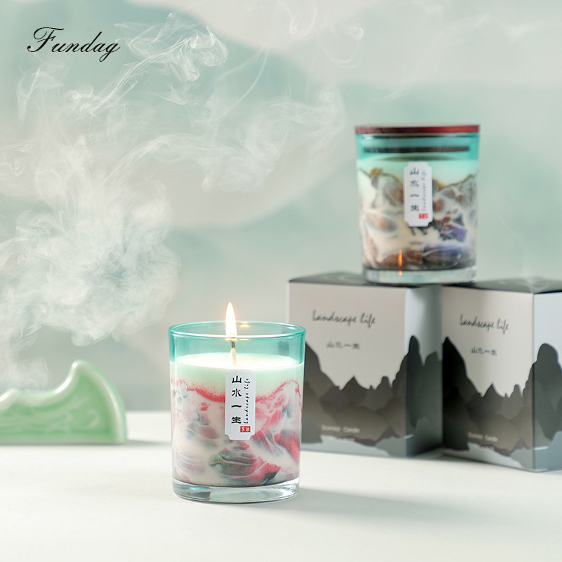 Aromatherapy candle retro landscape life glass plant soy wax bedroom home fragrance candle cup decoration wholesale Application Scenario