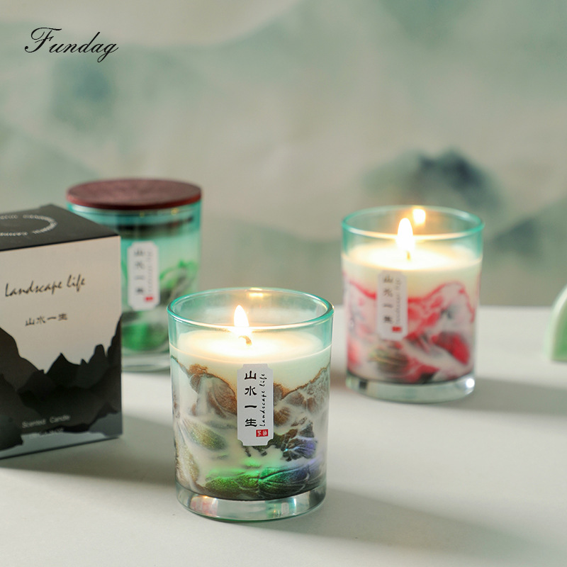 Aromatherapy candle retro landscape life glass plant soy wax bedroom home fragrance candle cup decoration wholesale details Picture