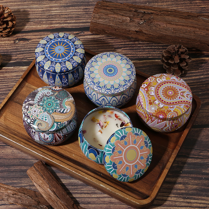 Factory direct sales tinplate can fragrance plant essential oil soybean wax Valentine's Day birthday romantic aromatherapy candle dried flowers deodorizing gift wholesale Specification drawing