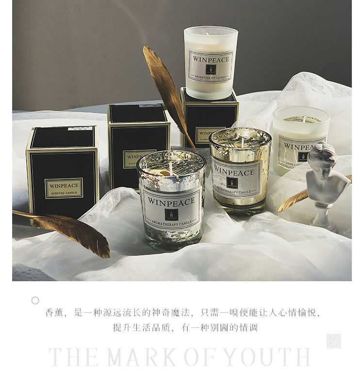 3 small cups of scented candles full figure