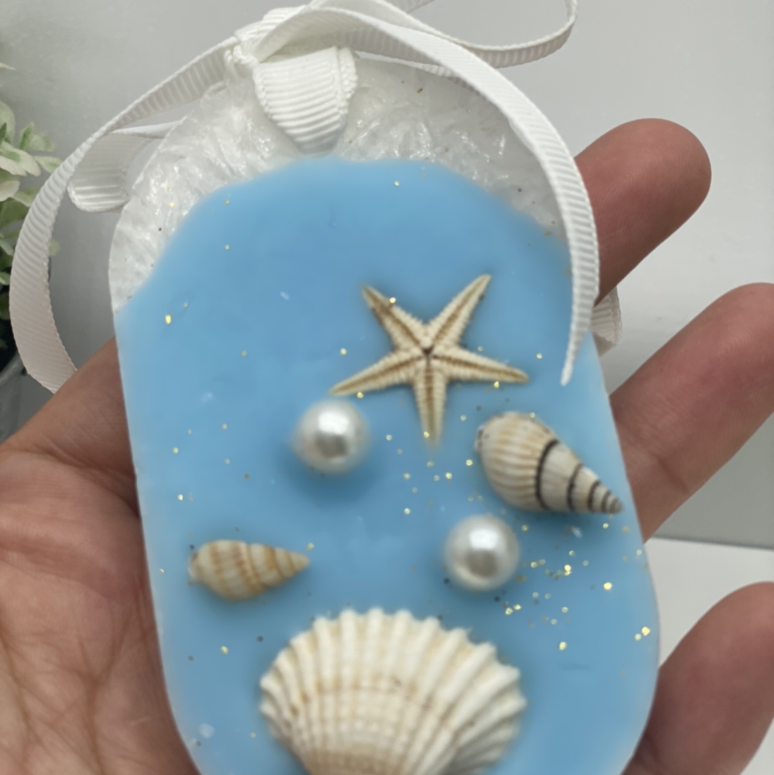Starfish, seashells, beads, summer Marine paraffin pendant undefined