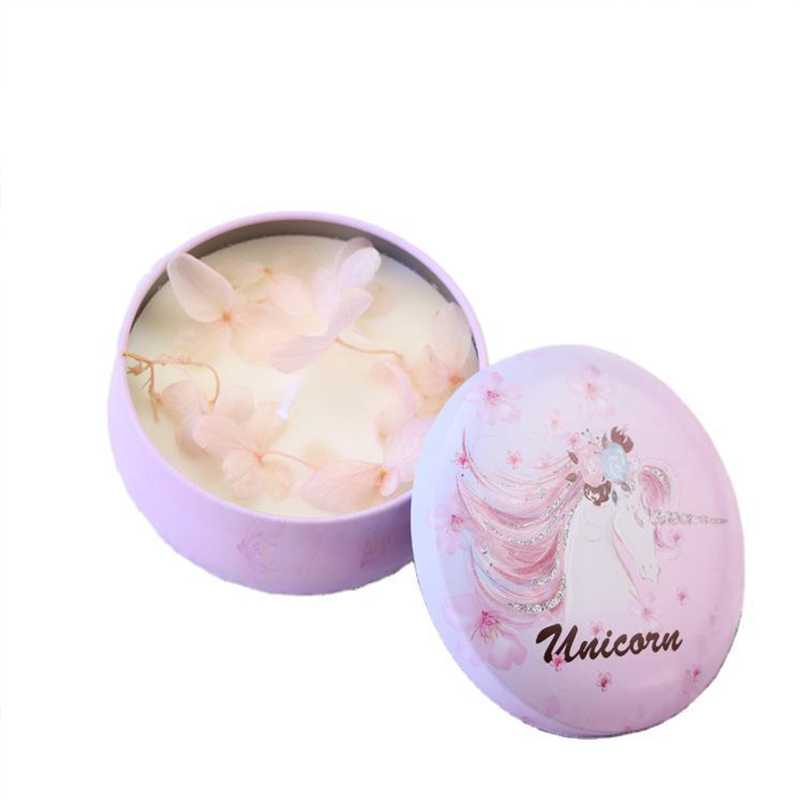 Scented candle dried flower immortal flower tinplate candle holder romantic gift scented soybean candle with hand gift custom wholesale Item Picture
