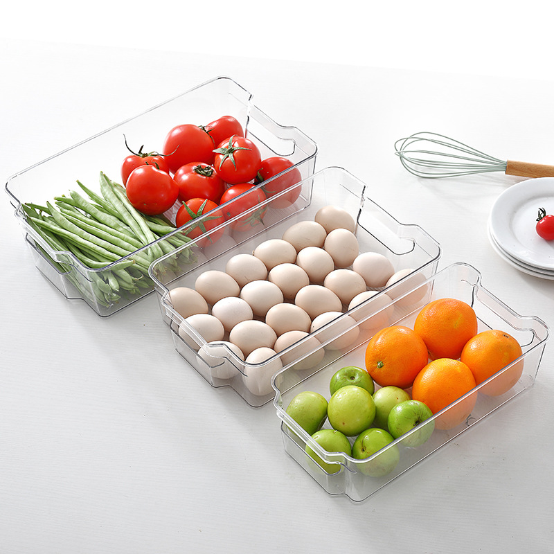 Refrigerator storage box set Transparent PET food grade finishing storage box foreign trade Amazon cross-border exclusive combination Specification drawing
