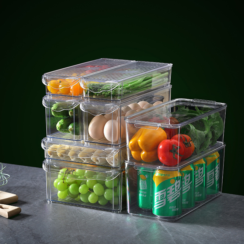 Refrigerator storage box set Transparent PET food grade finishing storage box foreign trade Amazon cross-border exclusive combination details Picture