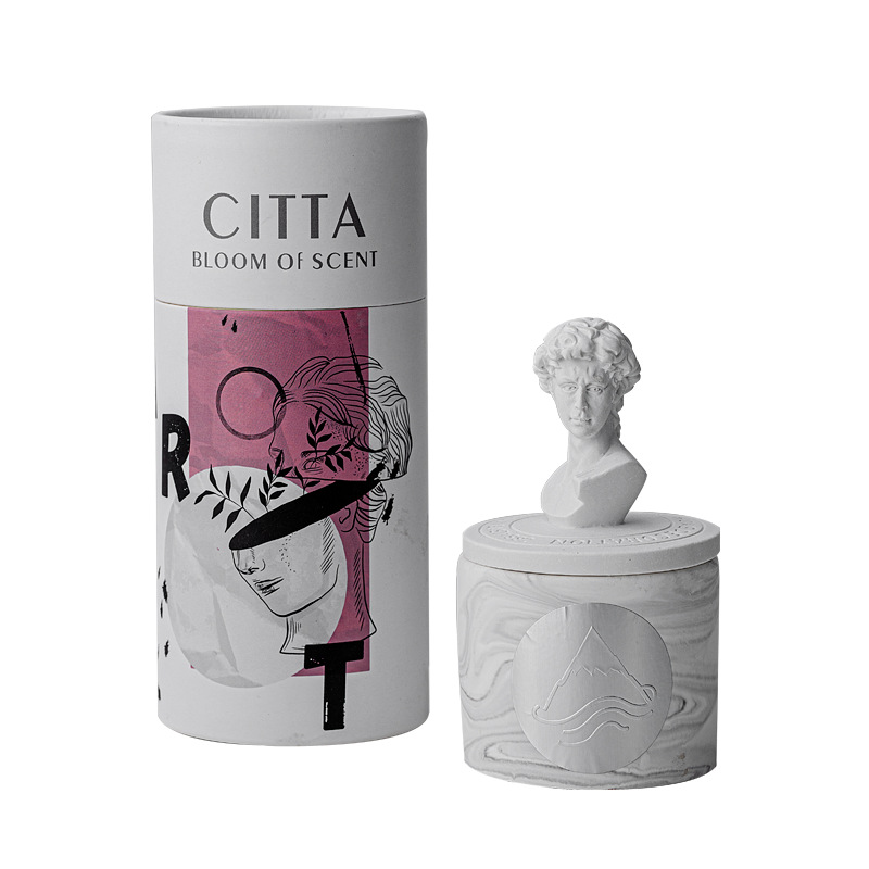 Vintage relief plaster statue Aromatherapy candle cup Handmade soy wax fragrance cup David accompanied hand gift wholesale Item Picture
