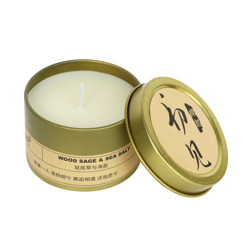 First sight aromatherapy candle with hand gift Chinese style gold tinplate candlestick wedding gift fragrance birthday candle lamp wholesale Item Picture