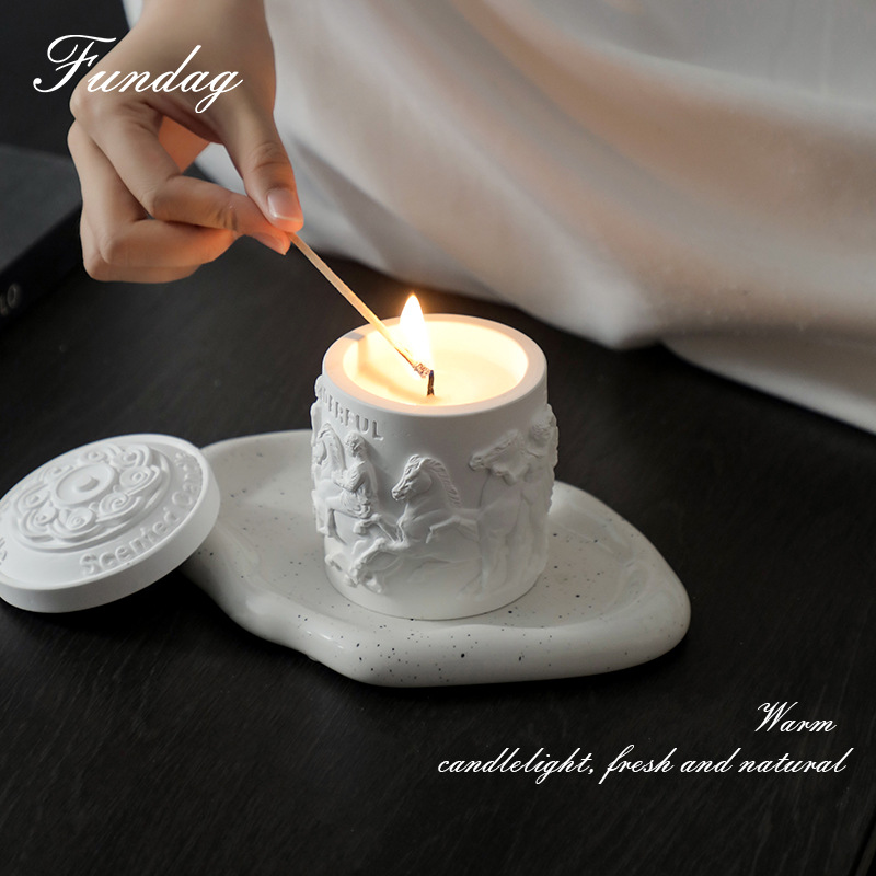 Scented candle Retro gypsum cup bedroom decoration soy wax scented candle accompanied by hand gift wholesale Application Scenario
