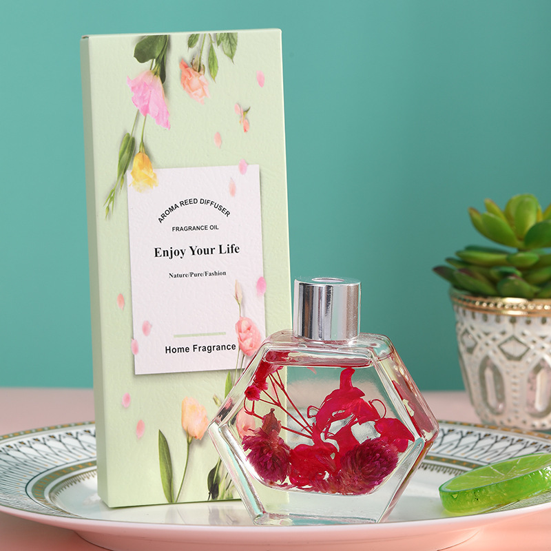 100ml Hexagonal Star Floating flower Eternal life Flower Aromatherapy toilet deodorant aromafreshener rattan no fire Aromatherapy factory direct sales Specification drawing