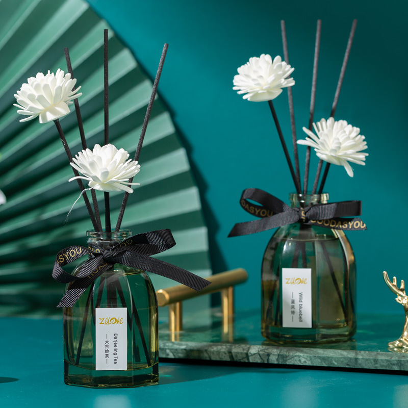 New non-fire aromatherapy black square bottle rattan dried flower Aromatherapy home fragrance fragrance gift wholesale full figure