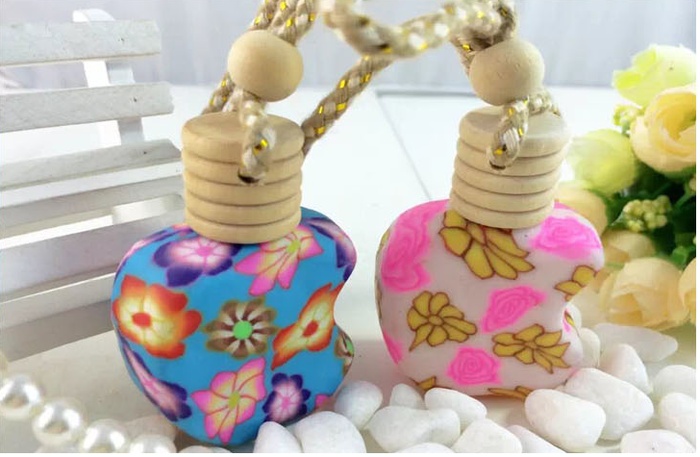 Apple shaped clay bottle car perfume pendant car perfume bag