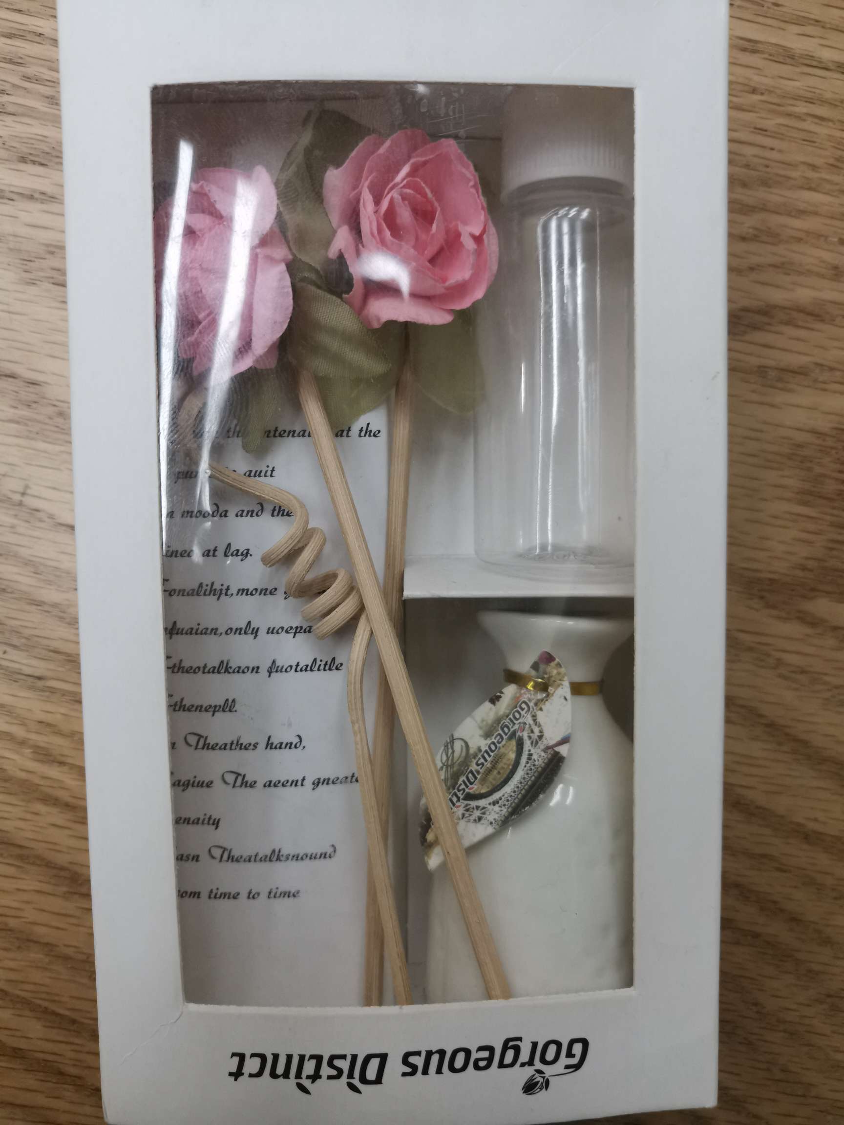 Aromatherapy in a room without fire in a porcelain white ceramic bottle.