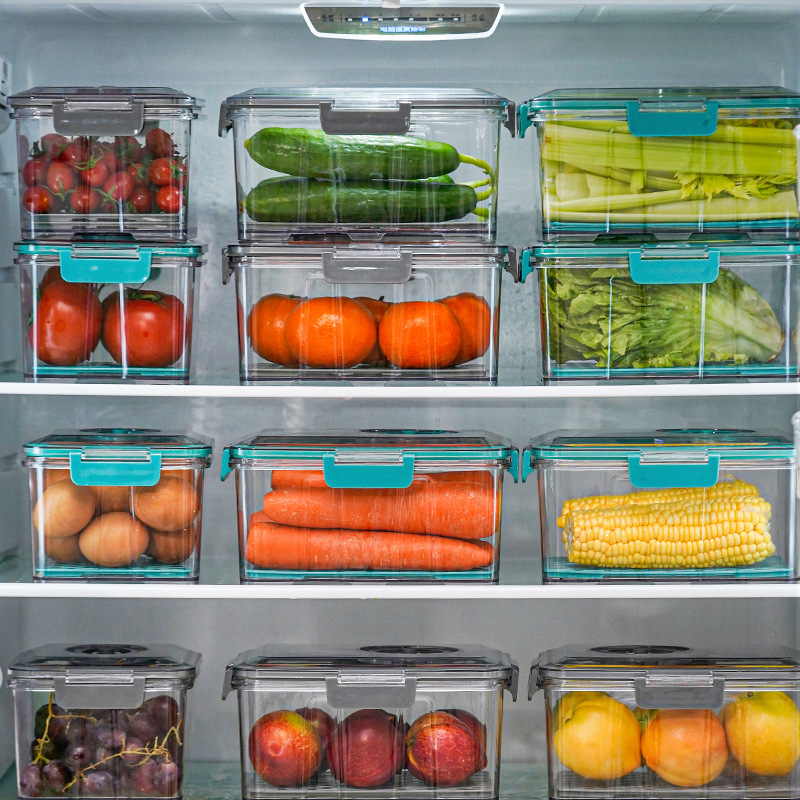 Household vacuum preservation storage box Food sealed transparent drain tank Kitchen refrigerator freezer storage box
