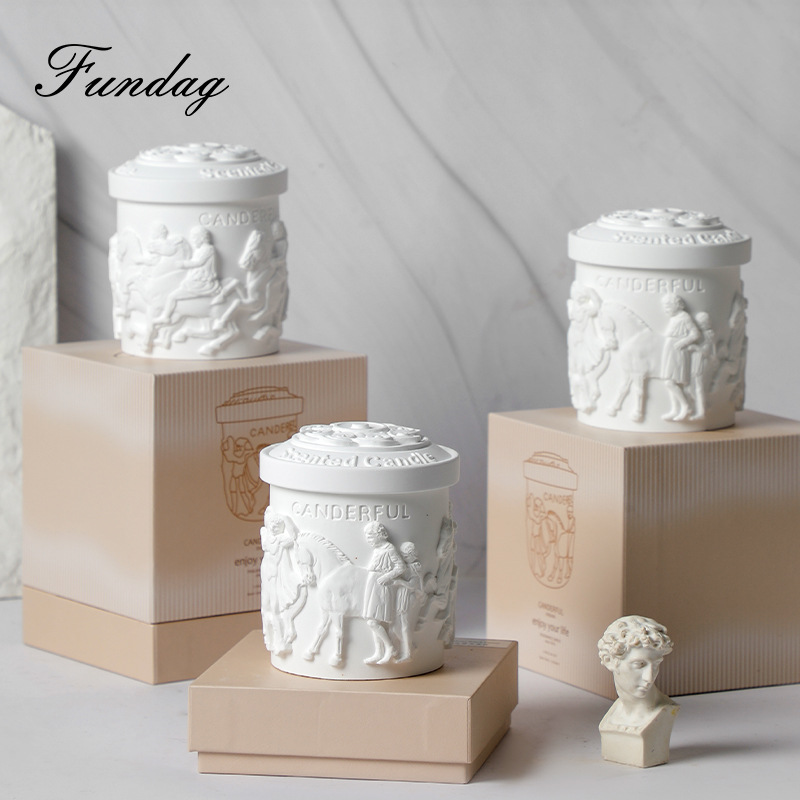 Scented candle Retro gypsum cup bedroom decoration soy wax scented candle accompanied by hand gift wholesale