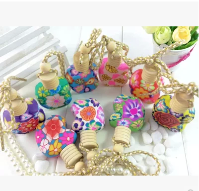Apple shaped clay bottle car perfume pendant car perfume bag