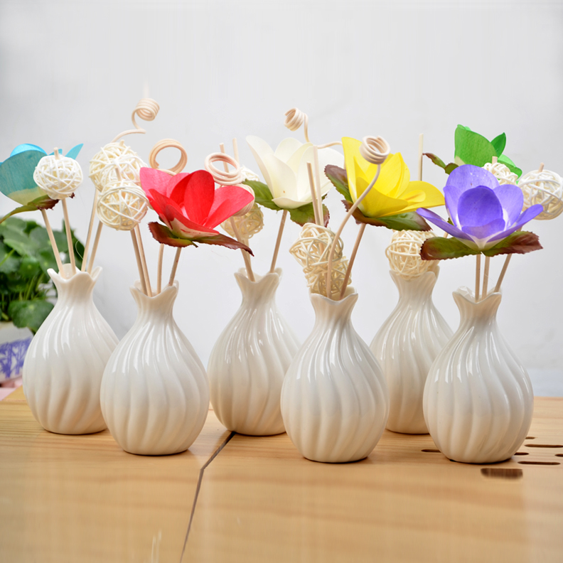 Aromatherapy in a room without fire in a porcelain white ceramic bottle